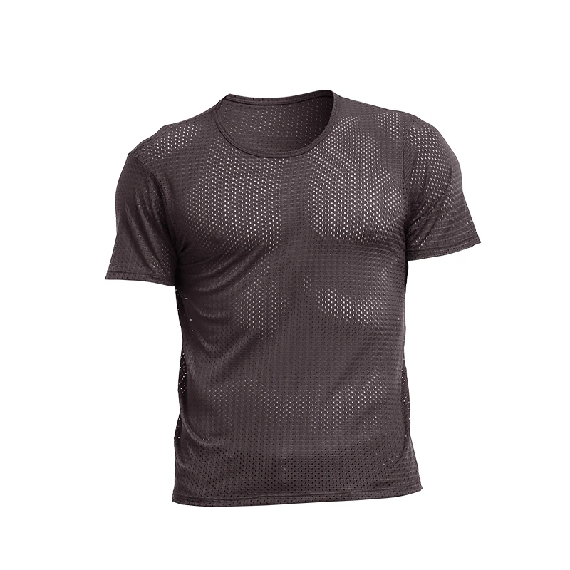 1pc Eis mesh auge T-shirt männer mesh atmungsaktive mesh hohl sport fitness sommer schnell trocknend lose V-ausschnitt flut mesh kurzarm