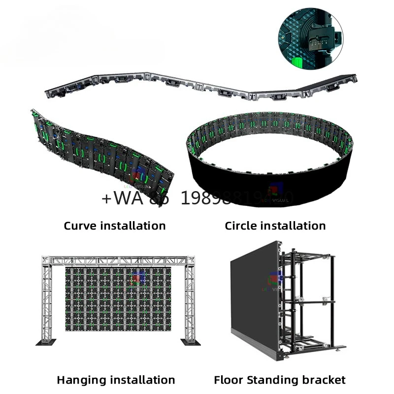 P1.9 P2.6 P2.9 P3.91mm LED Video Wall Indoor Curved Rental Display Exhibition Booth Stage Backdrop Screen Panels