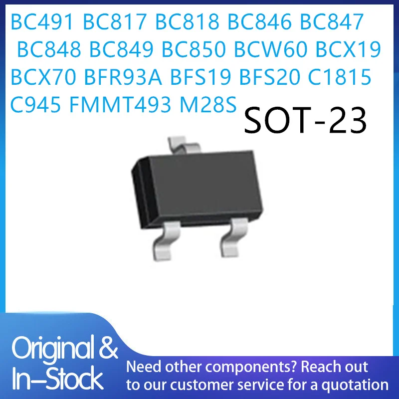 100piece BC491 BC817 BC818 BC846 BC847 BC848 BC849 BC850 BCW60 BCX19 BCX70 BFR93A BFS19 BFS20 C1815 C945 FMMT493 M28S
