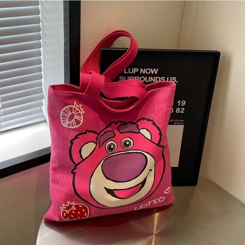 New Disney Lotso Toy Story Cartoon Cute Canvas Bag High-Looking Niche Shoulder Handbag Large Capacity Book Handbag Fashion Gift