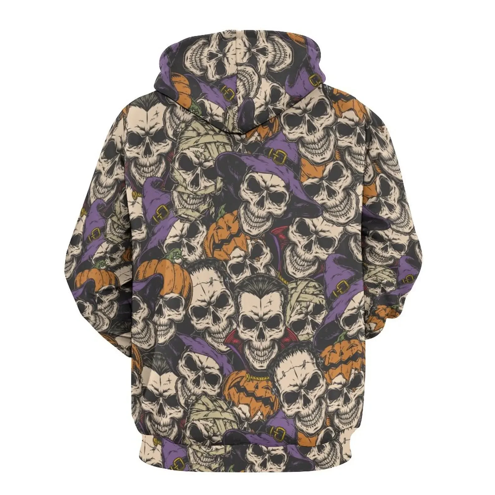 2024 amerikan Retro karikatür iskelet sonbahar kış erkek moda uzun kollu Hoodie 3D baskı gevşek rahat artı boyutu Hoodie