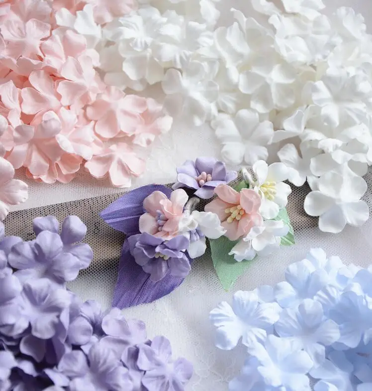 100PCS Multicolor DIY Handmade 3D Organza Flower DIY Wedding Dress Veil Mini Flowers Baby Clothes Making Materials 3CM RS4035