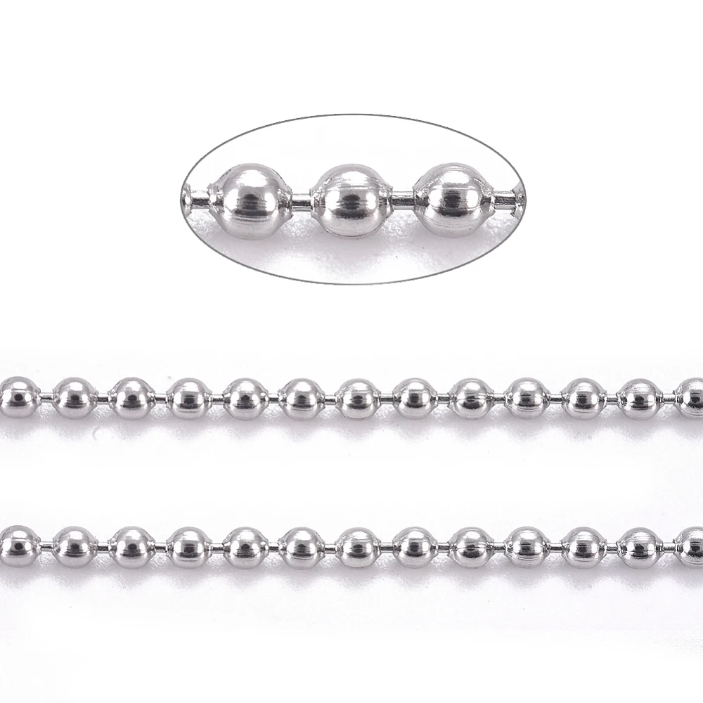 PandaHall 10m 304 Stainless Steel Ball Chains, 1.5mm 2mm 2.5mm 3mm 4mm 6mm 8mm 10mmwith Spool, Soldered for DIY Jewelry Making