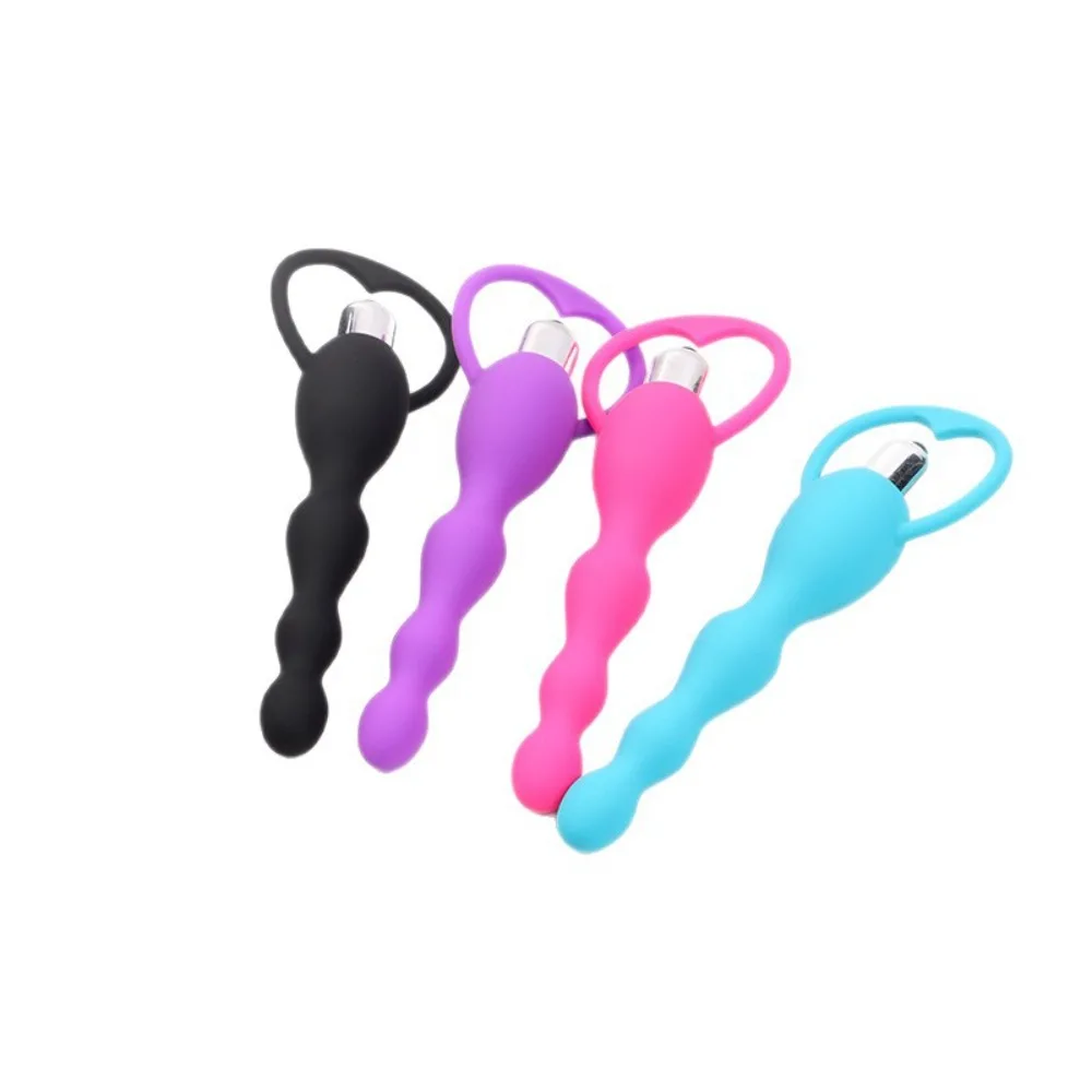 Vibrating Silicone Anal Beads with Heart Pull Ring, Multi-Speed Butt Plug for Women