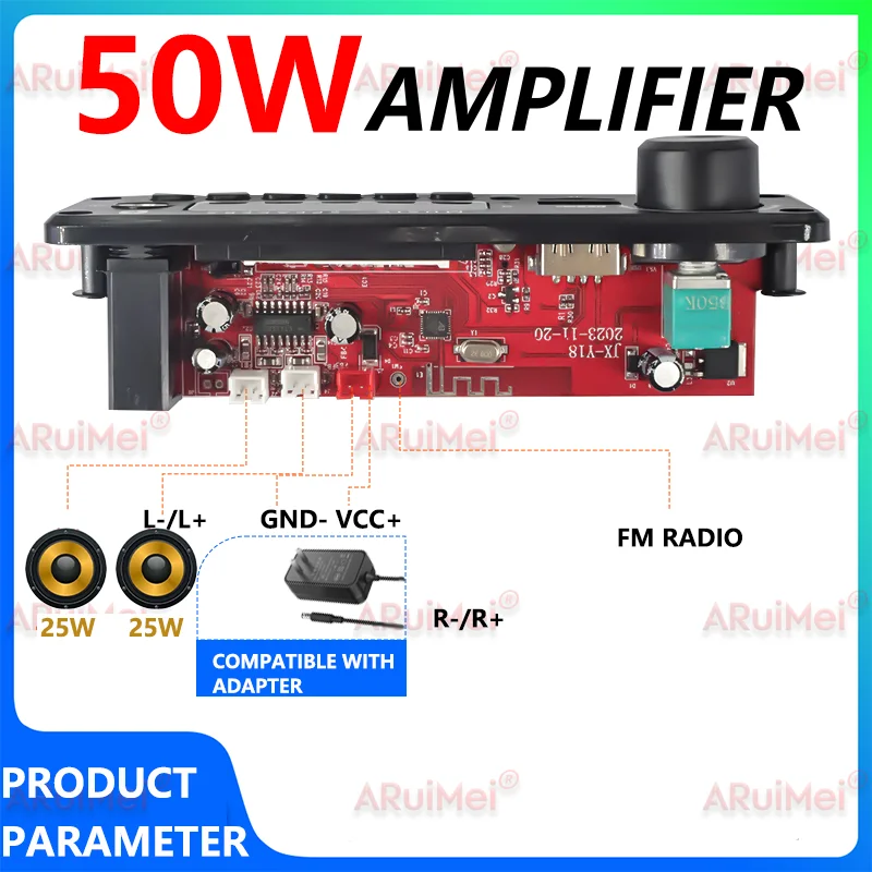 200W Amplifier Bluetooth 5.3 MP3 WMA APE Decoder Board 12V 100W 50W Handsfree Car Audio Microphone USB TF FM DIY Music Player image 6