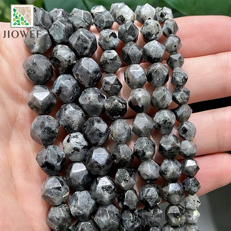 Faceted Black Labradorite Spacers Beads for Jewelry Making Natural Stone Beads DIY Handmade Bracelet Earrings 14