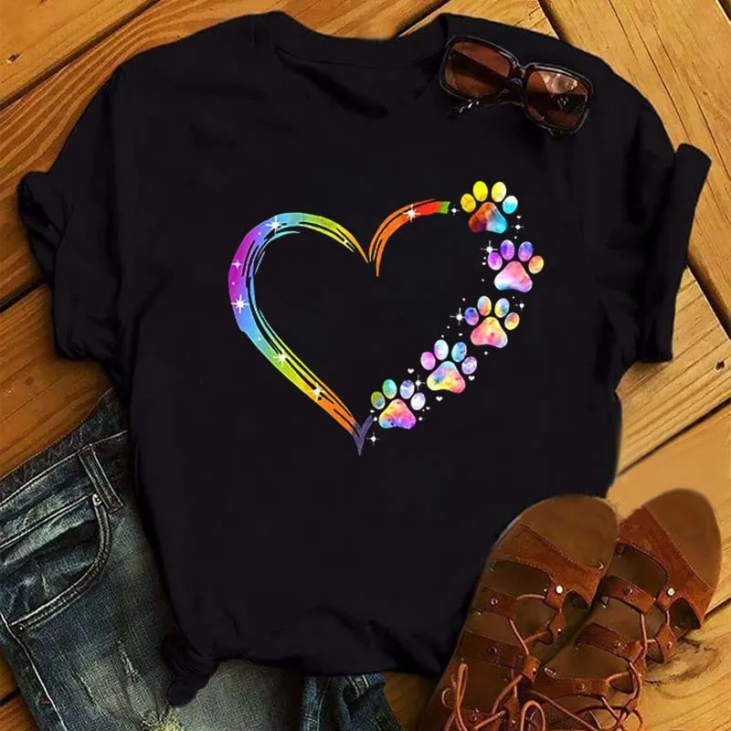 Peace Love Dogs Printed Women T Shirt Fashion Vintage Graphic Printing Tshirt Funny T-shirt Harajuku Summer Tee Shirt Femme Tops