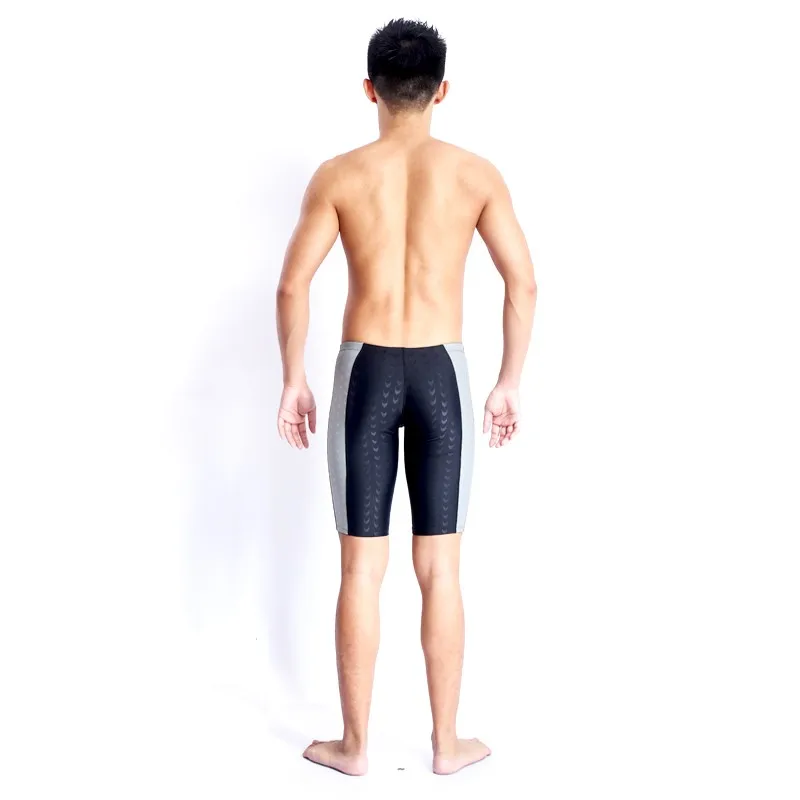 Professional Sharkskin Fabric Men\'s Swimming Trunks Medium and Large Boy\'s Shorts Competition Training