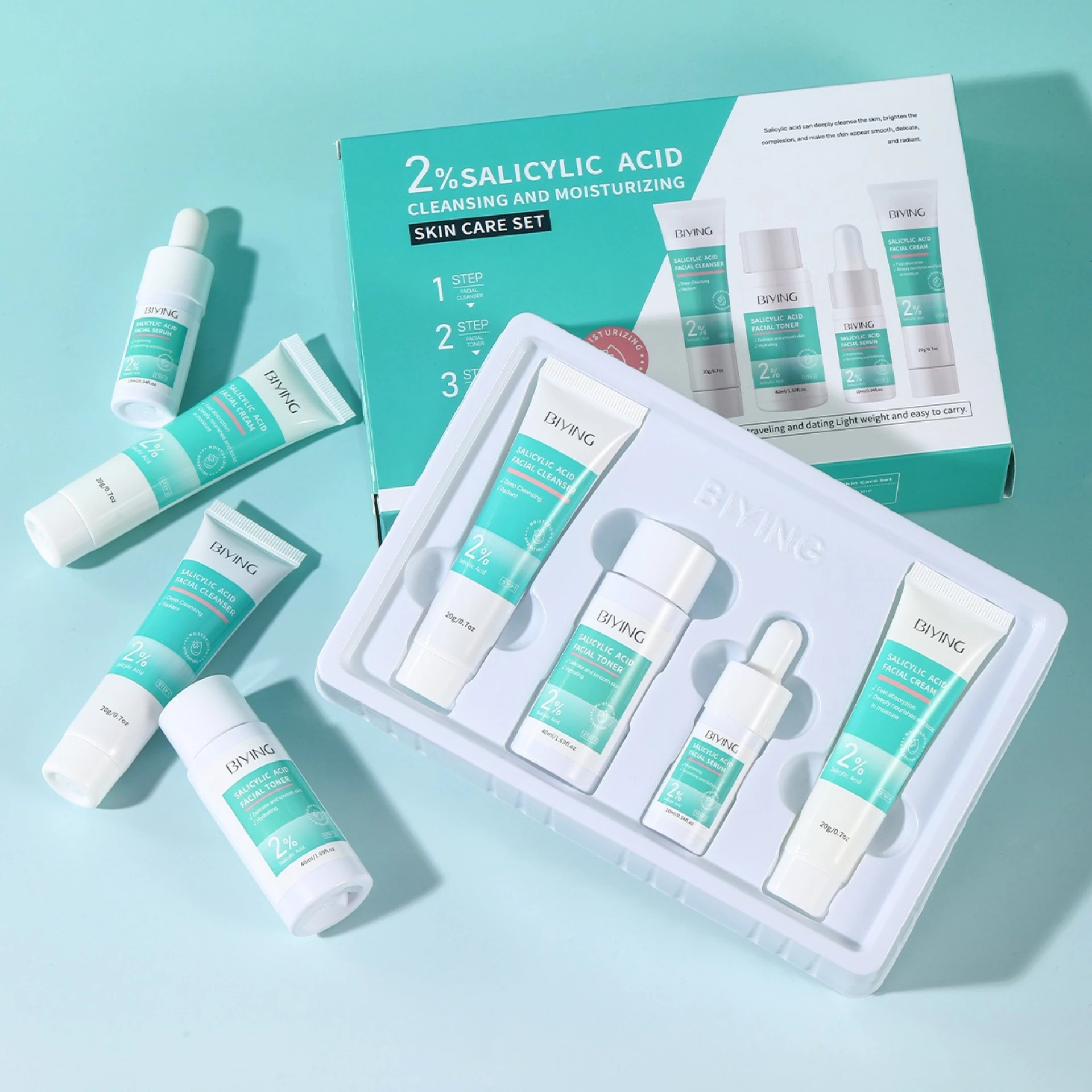 Salicylic acid acne water milk set cosmetics facial skin care fade acne marks improve acne pits control oil Skincare