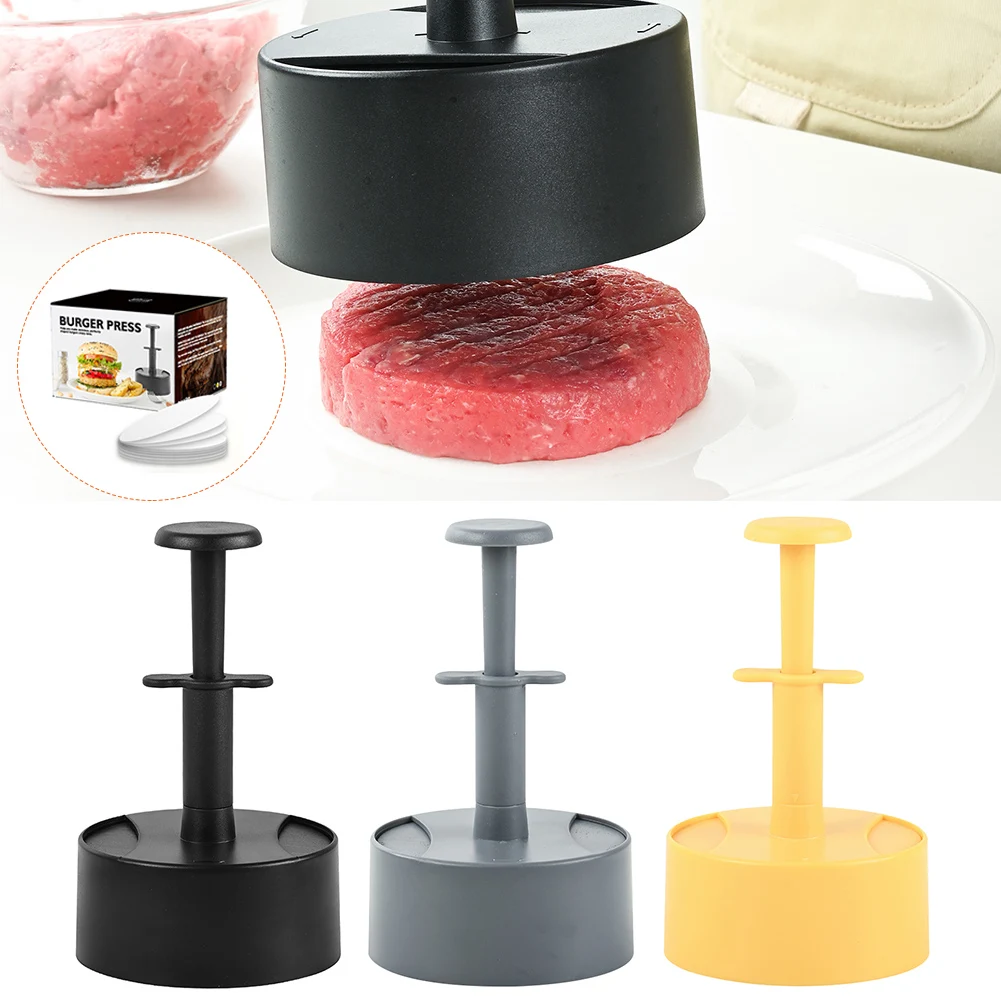 

10CM Burger Patty Maker Food Grade Plastic Round Push Hamburger Steak Press Stuffed Burgers Meat Patty Meatloaf Mould for BBQ