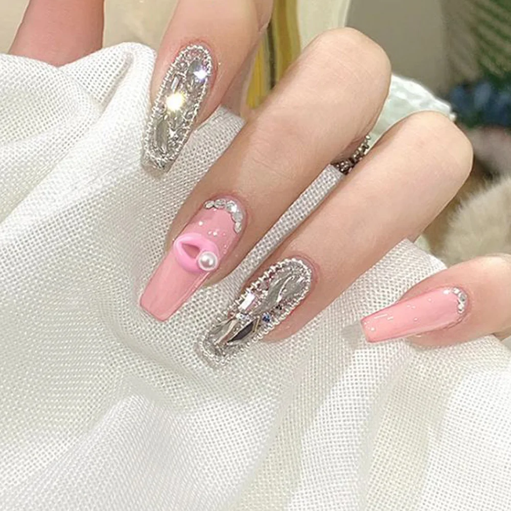 10 pezzi a forma di labbro eleganti ciondoli per unghie rosa rosso rossetto nail art strass forniture accessori per manicure in lega di diamanti di lusso 3D