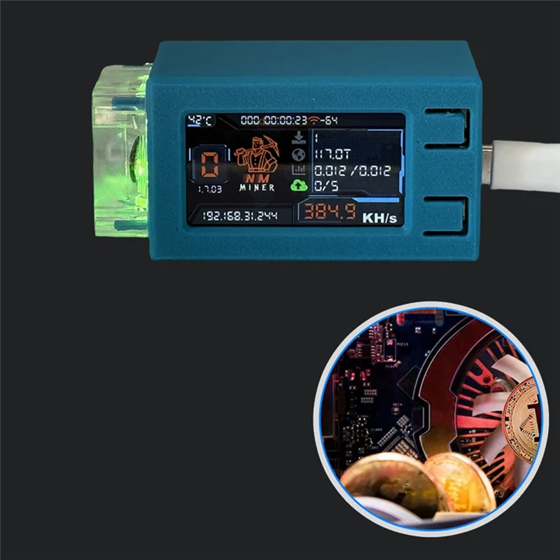 BTC Miner Nerd Miner Nerdminer V2 Pro Max 390KH/S Nmminer Solo Lottery Miner Bitcoin Crypto Miner مع مروحة تبريد RGB