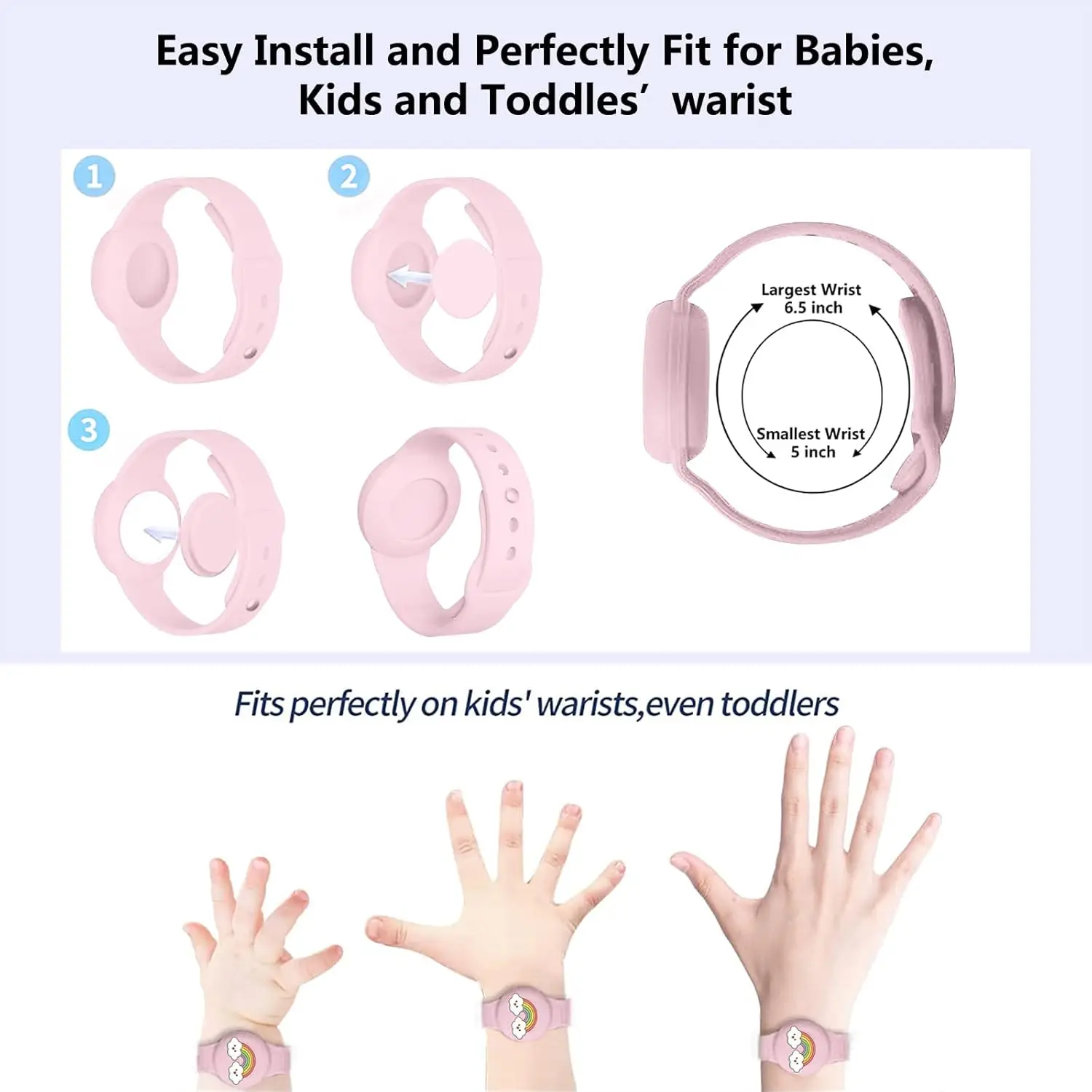 For Airtag Wristband Kids Waterproof Silicon Cartoon Hidden Airtag Bracelet Anti-Lost Airtag Holder Case Tracker Accessory