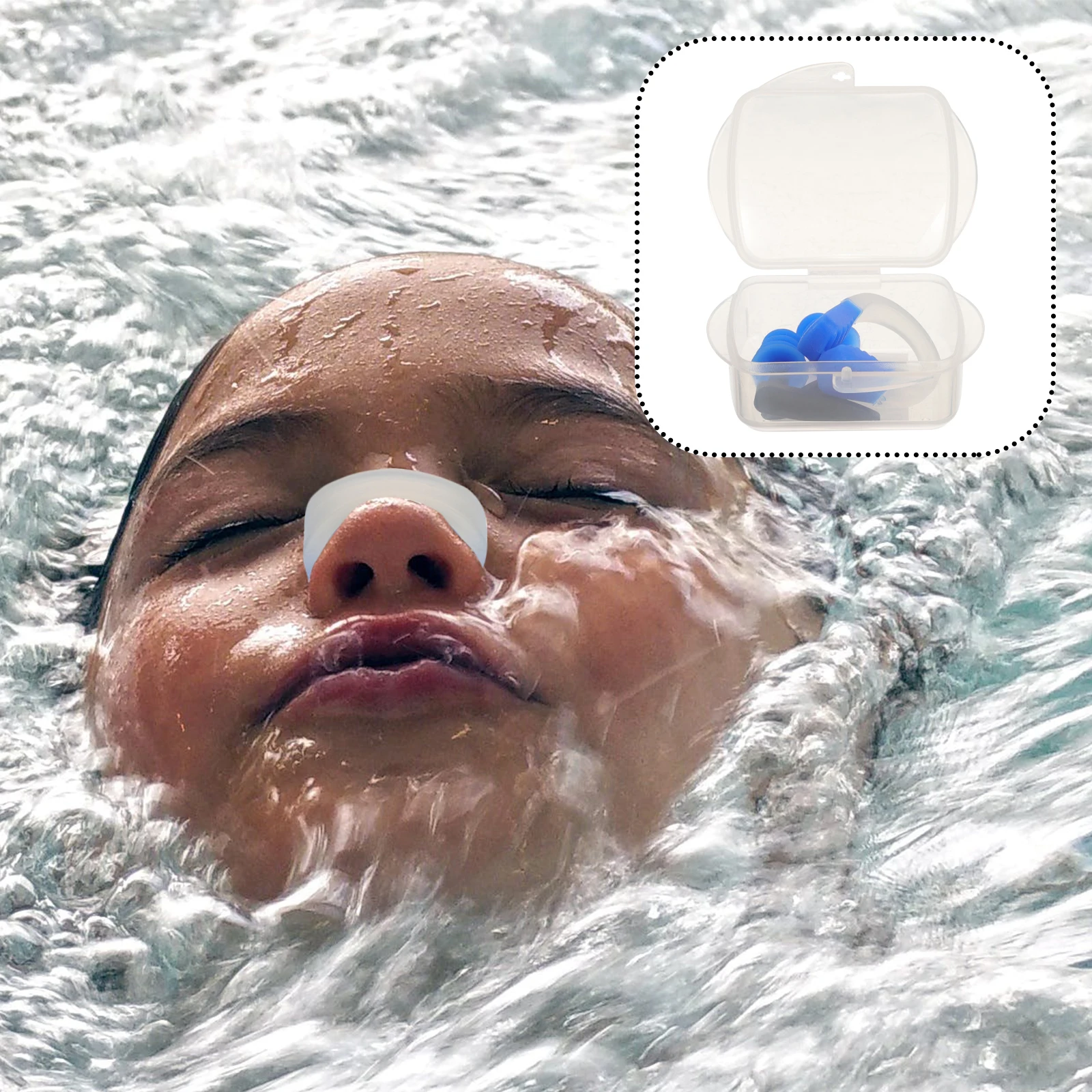 

Swimming Earplugs Nose Clip Waterproof Professional Protection Blue Set Easy to Wear Durable Plastic