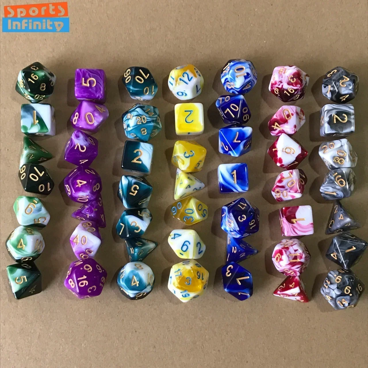 7pcs/set Two-color Acrylic Polyhedral Dice for Dnd Rpg COC Cthulhu Running Team Table Board Game Digital Dice Dnd Dice Set