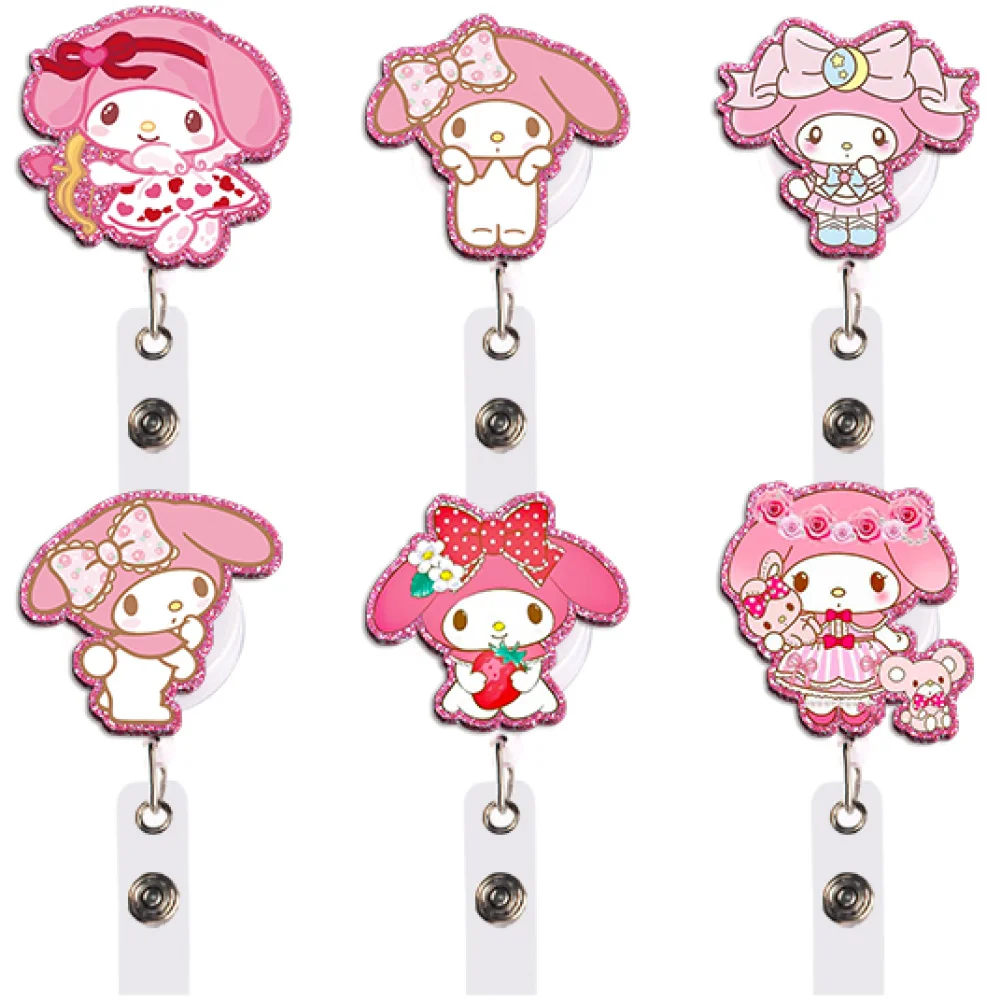 S Work Color Glitter Acrylic Reel Clip Badge Reel for for Business Promotion Advertising Lightweight Nurse Doctor Worker Gift
