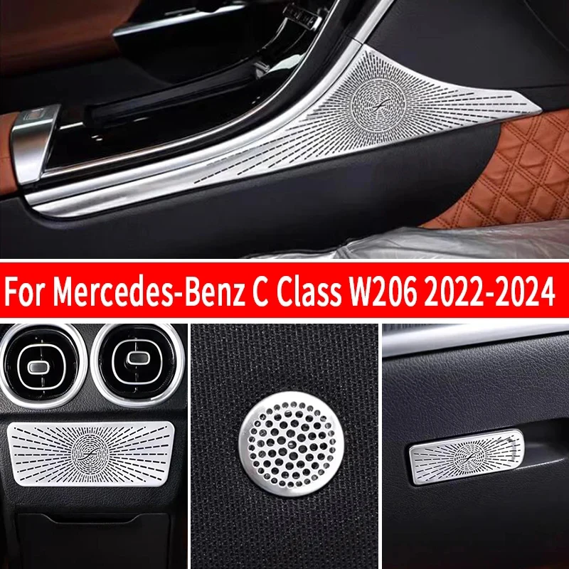 For Mercedes-Benz C Class W206 2022-2024 Steel  Speaker Trim Cover Car Door Speakers Stereo Decorate Cover