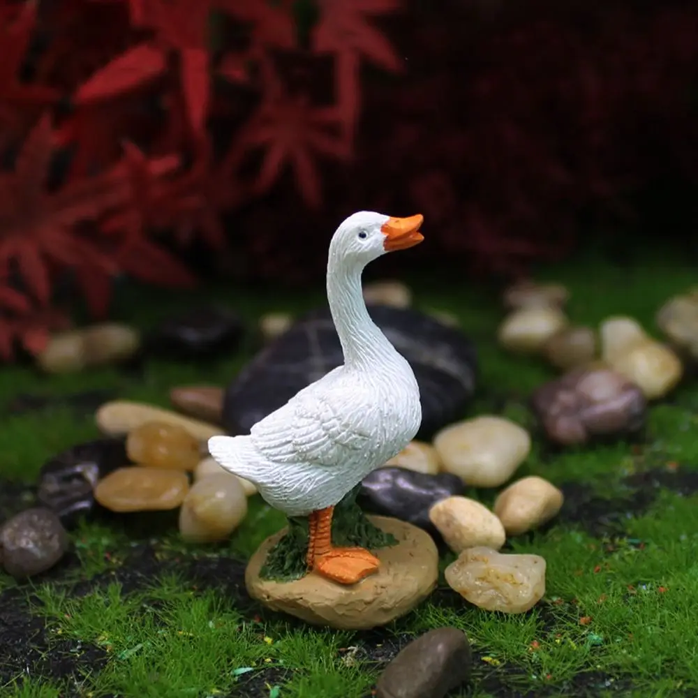 Creative Mini Duck Statue White Duck Ornament Resin Craft Home Decoration