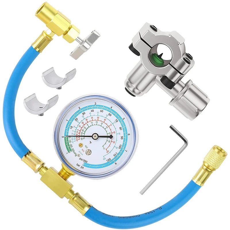 Refrigerant Charging Hose And Gauge & BPV31 Piercing Valve.Fit For R12,R22,R134A Port