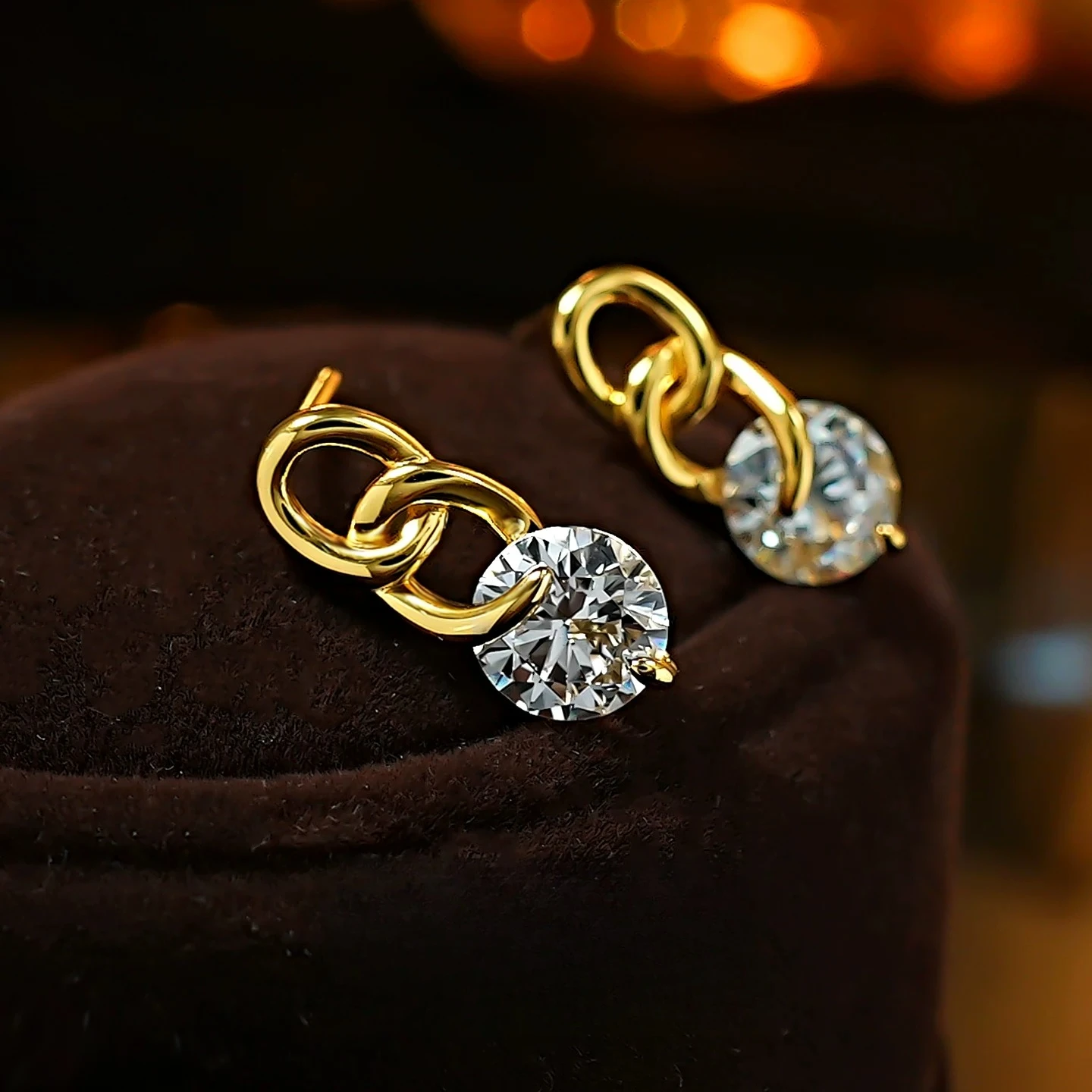

S925 pure silver earring suspended inlaid chain earrings simple and fashionable jewelry