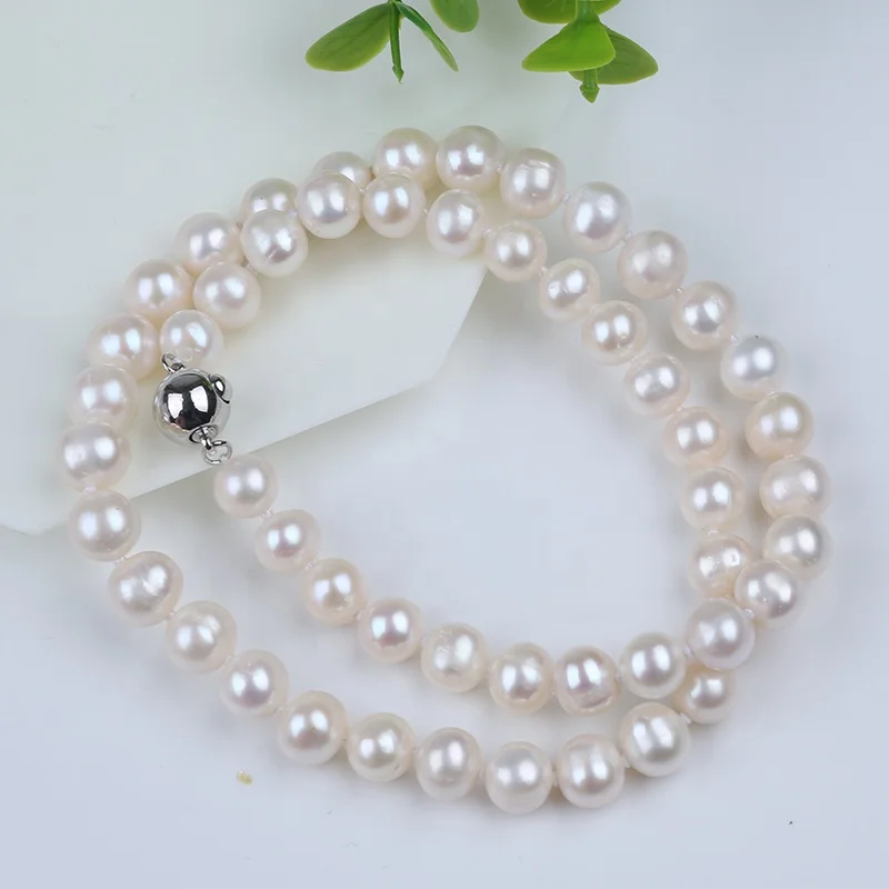 Manufacturers selling classic style genuine 7-8mm potato shaped natural freshwater pearls necklace for women gift