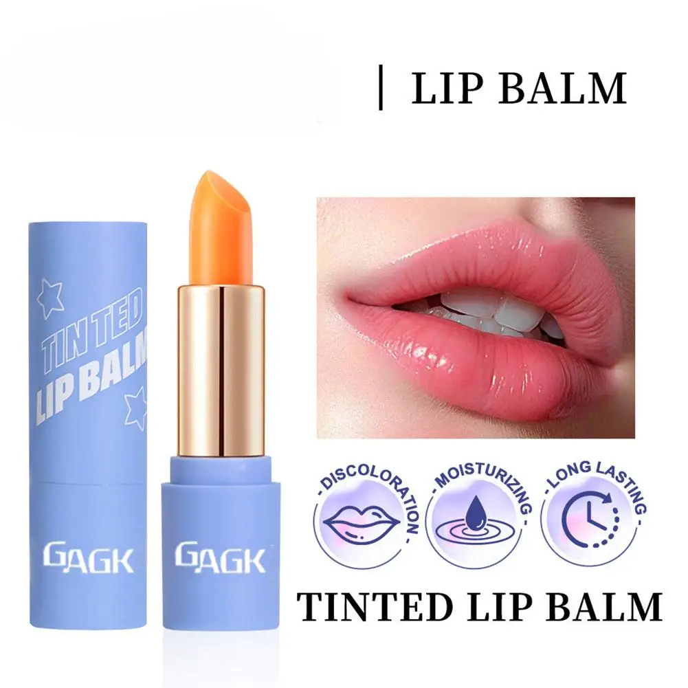 Batom Hidratante de Longa Duração, Bálsamo Labial Nutritivo, Lábios Nutritivos, Lipgloss Temperatura, Maquiagem, Mudança de Cor, D1b2, Novo