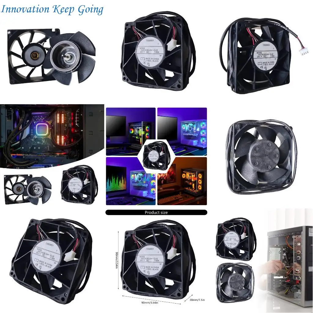 E65C 90mm 24V Cabinet Cooling Fan Low Noise Energy For PC Workstation Gaming Console Cooling Fan Heat Dissipation Accessories