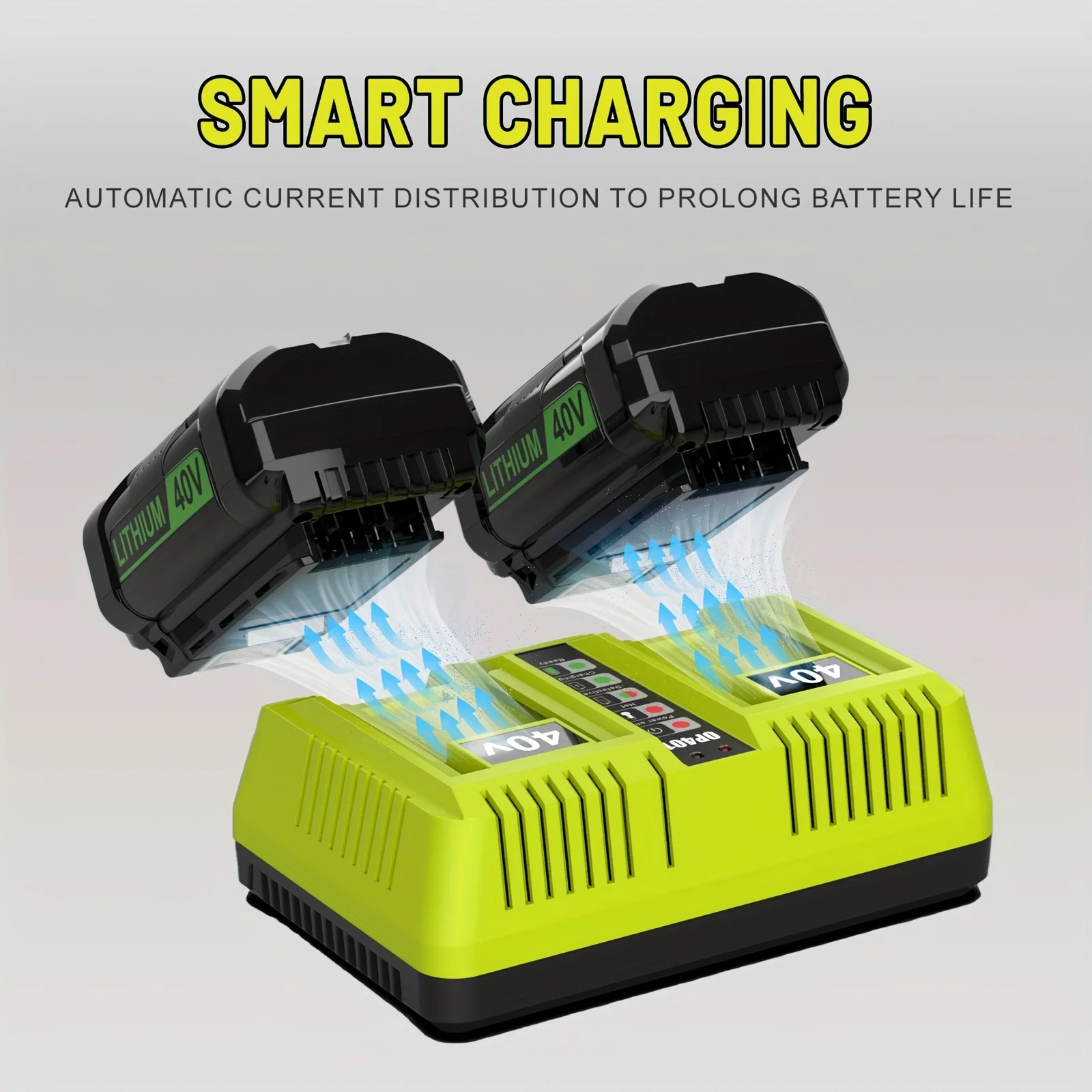 Dual 40V OP401 Power Tool Battery Charger for Ryobi OP4015 OP4026 OP4040 OP4050 OP4060 Replacement Lithium Tool Battery Charger