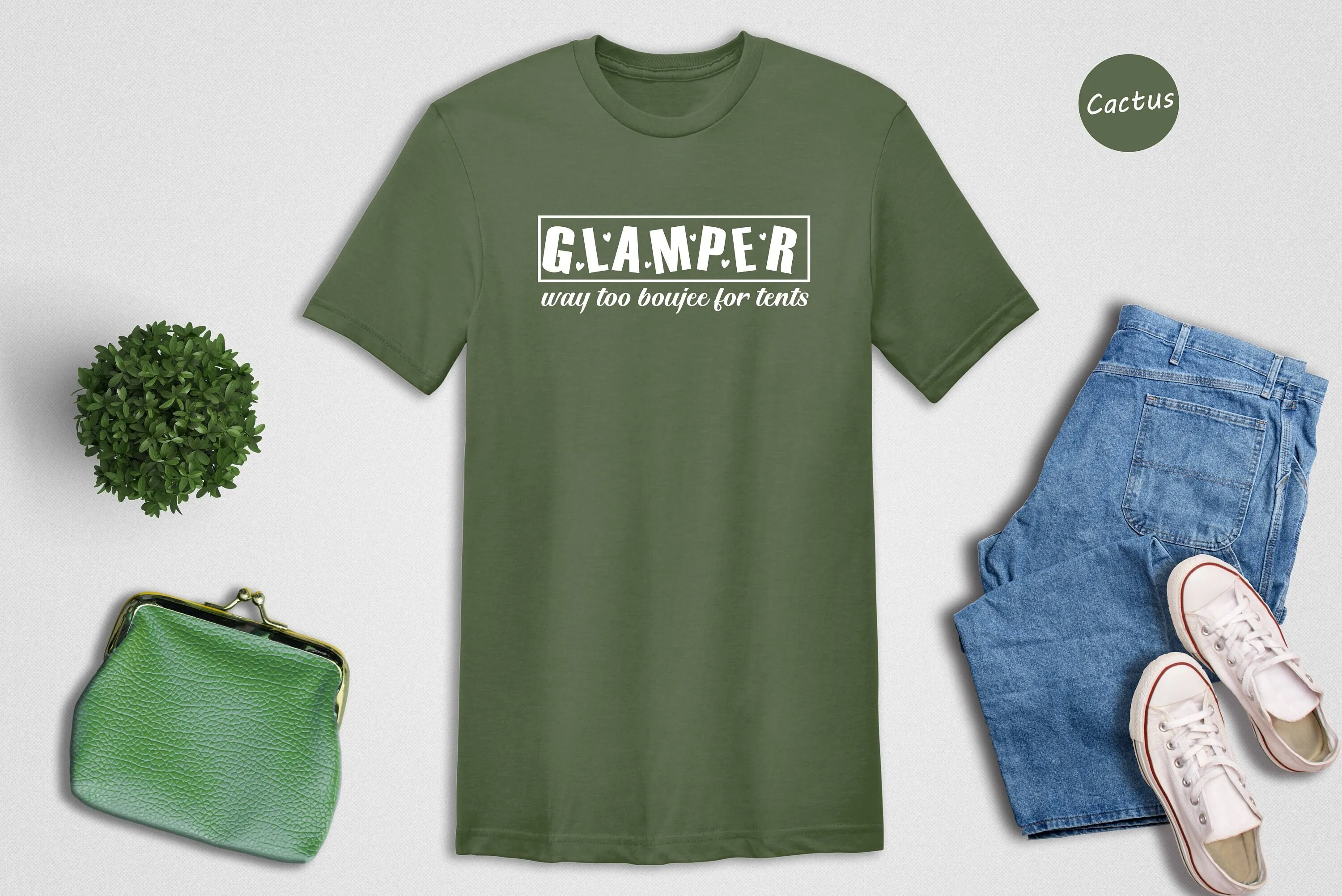 Glamper Way Too Boujee For Tents Camping T Shirt Glamping Wife Mom Hiking Nature Lover RV