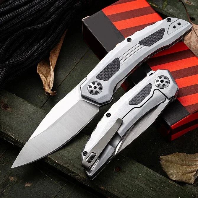 Kes 5510 Pocket Folding Knife 9CR13MOV Blade Ball Bearing Inlaid Carbon Handle Tactical Hunting Camping EDC Survival Tool Knives