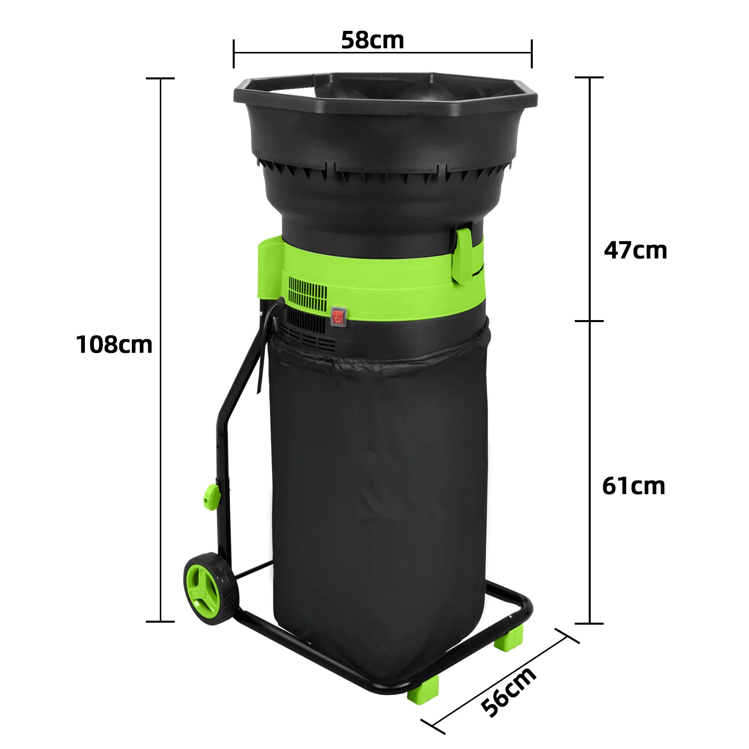 Vertak 1800W Durable Home Use Professional Garden Leaf Shredder Overload Protection Portable Waste Shredder for Compost