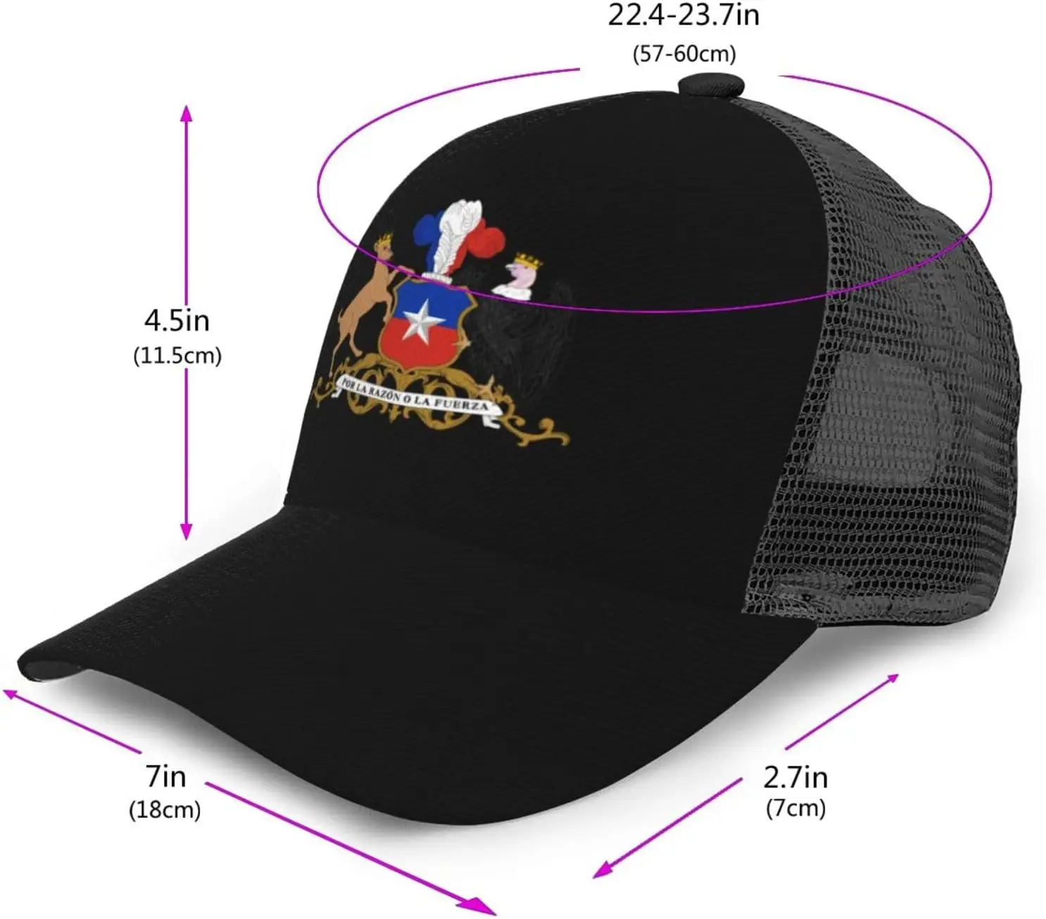 Coat of Arms of Chile Baseball Cap Unisex Adjustable Outdoor Breathable Mesh Baseball Hat