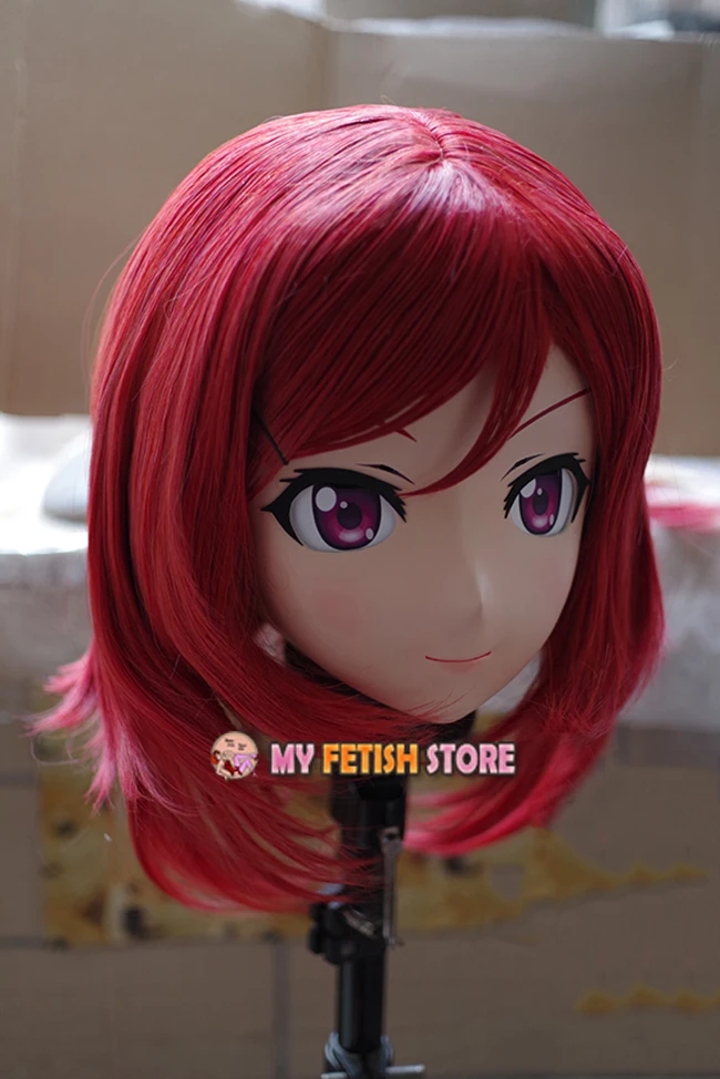 (KM109) Handmade Female Resin Crossdress Pretty Girl 3/4 Head Lolita Doll Mask Japanese Anime Cosplay Kigurumi Mask Crossdresser