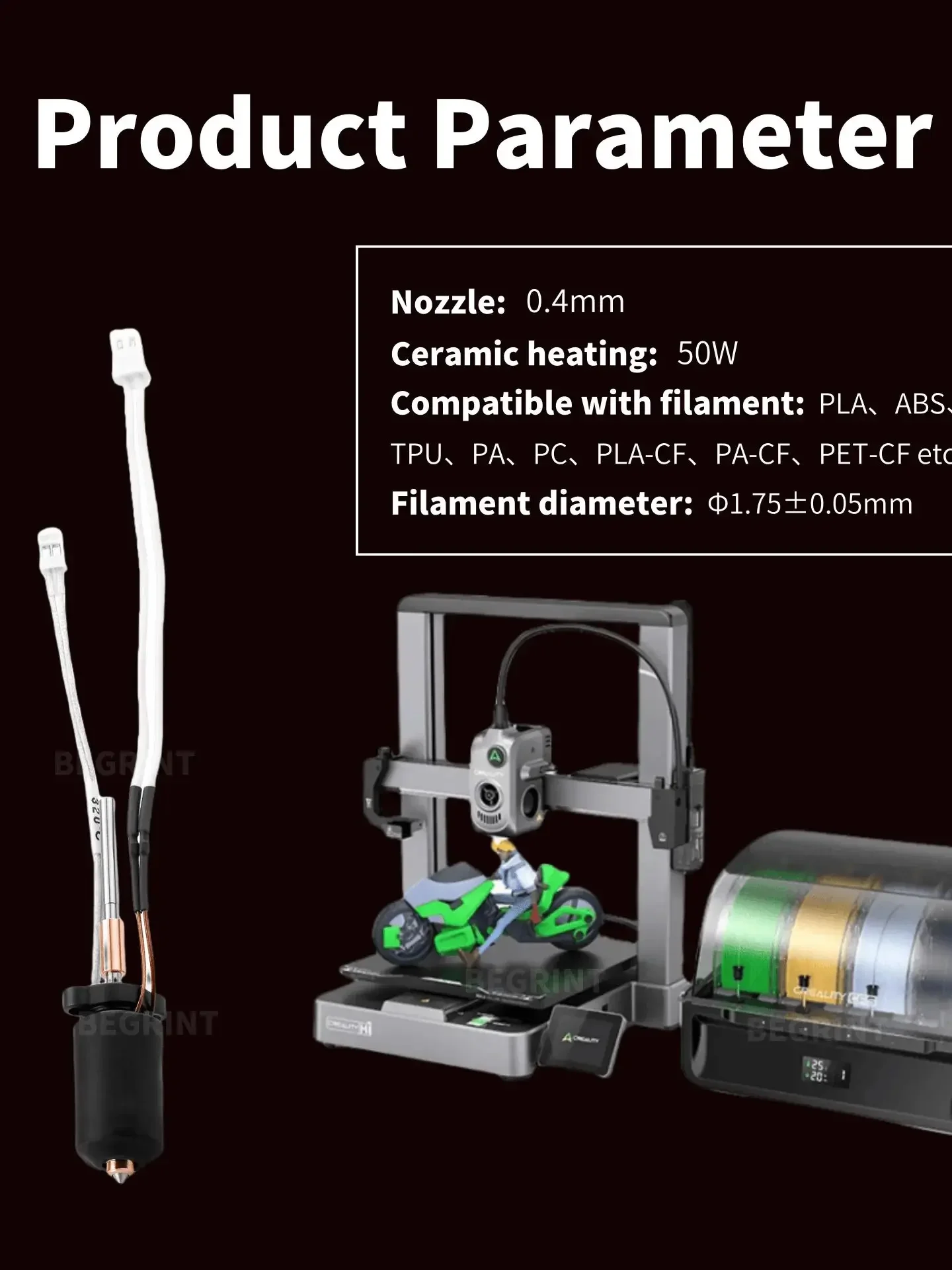 Zestaw Hotendu Creality Hi Combo Ceramiczny Blok Grzejny Całkowicie Metalowa Hartowana Stal Szybkozłączna Dysza do Creality Hi Hotend — zdjęcie produktu 7
