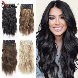 Leeons-extensão sintética do cabelo da onda do corpo para mulheres, 11 grampos, extensões do cabelo, marrom, Ombre, 20