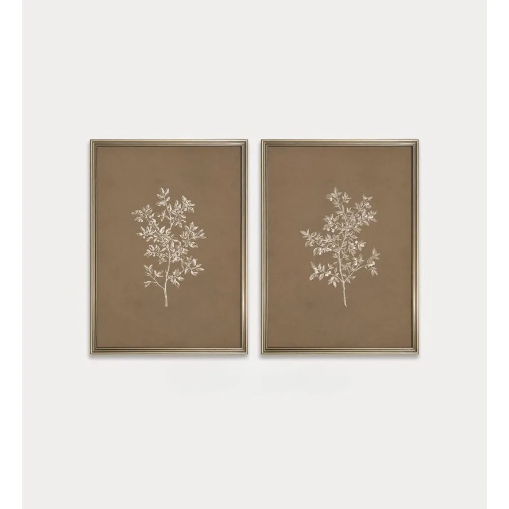 2PCS Large-sized frameless canvas paintings,2pcs Frameless French Country Plant Printing,Neutral Cottage Wall Art Canvas Paintin