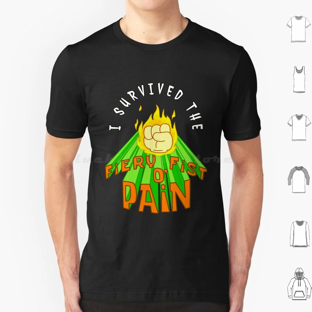 I Survived The Fiery Fist O' Pain T Shirt 6xl Cotton Cool Tee Fiery Fist O Pain Glove World Roller