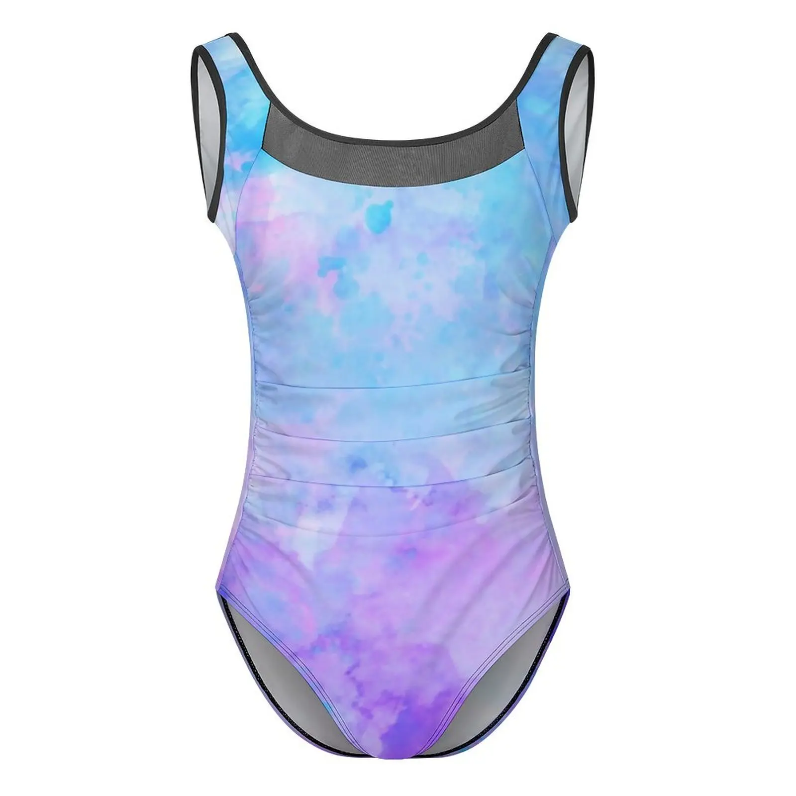Purple Abstract Swimsuit Sexy Watercolor Splashes Ladies Swimwear One-Piece Fashion Bodysuit Beach Push Up Hollow Out Beachwear image 3
