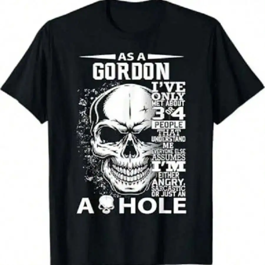 

Gordon Skull Graphic Tee Men Short Sleeve Round Neck Cotton T-Shirt