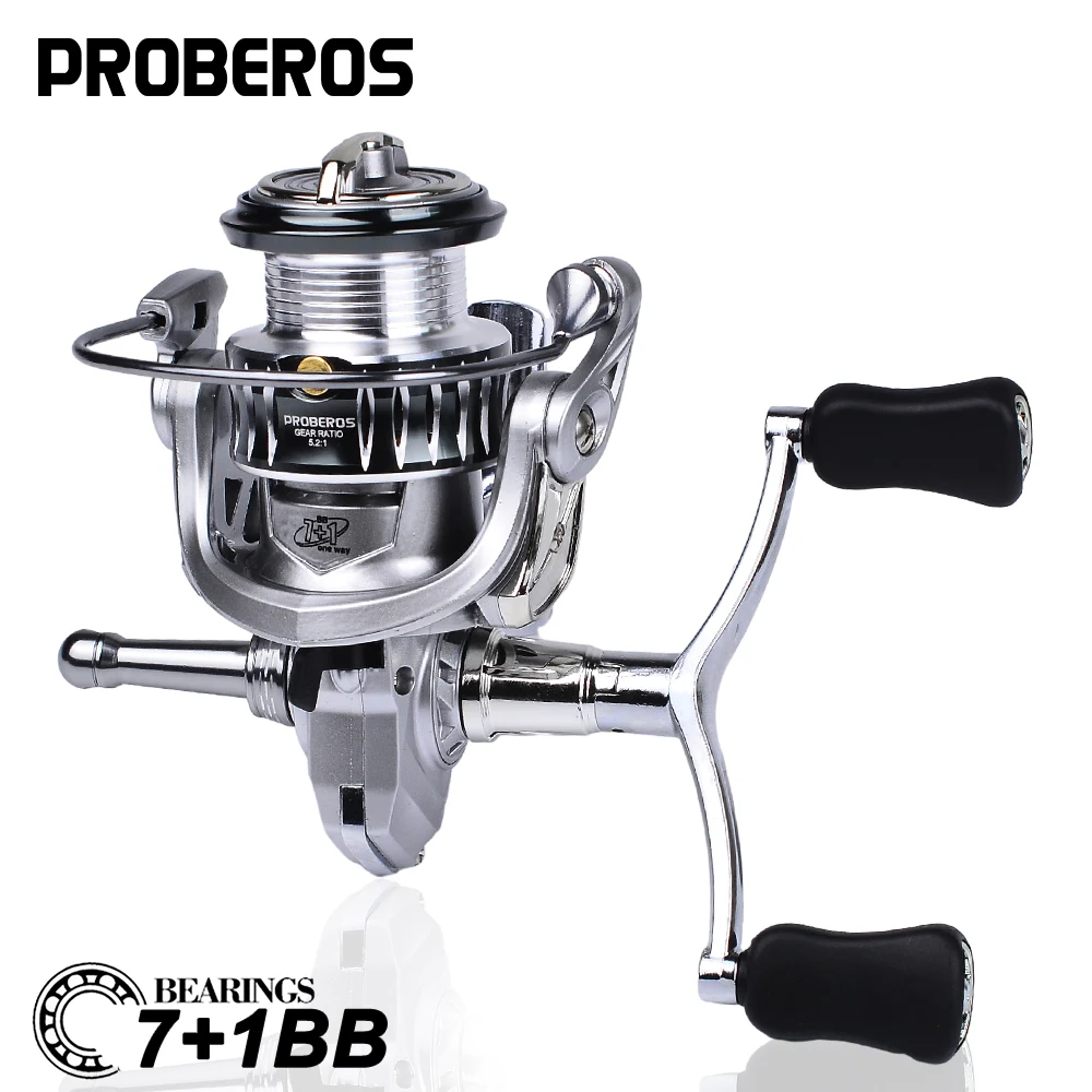 PROBEROS Fishing Reel 1500-2500 Series Double Handle Spinning Wheel 7+1BB 5.2:1 High Speed Wool Gasket Drag System Reel Pesca