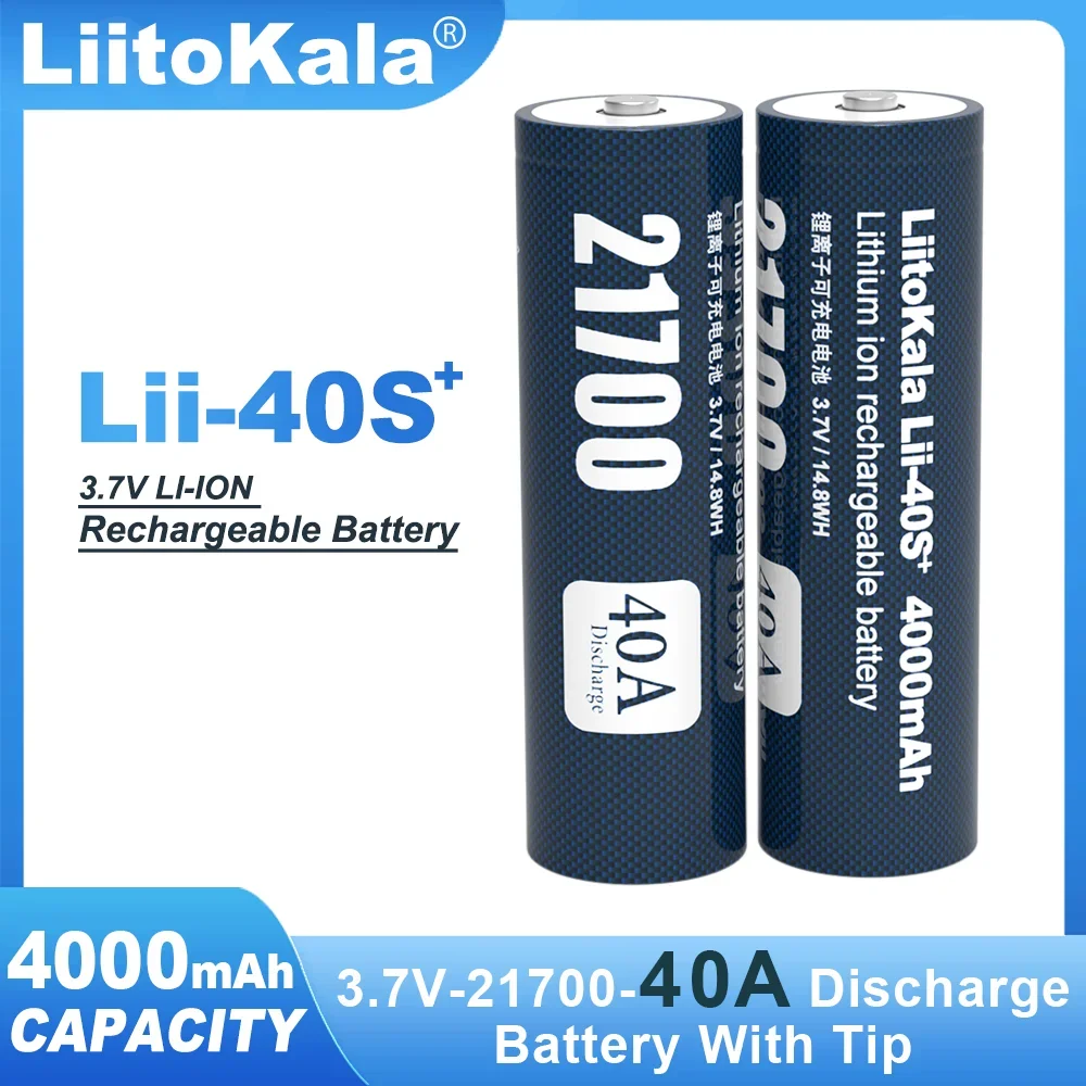 Liitokala Lii-40S Tip 3.7V 4000mAh 21700 For Flashinglight High-capacity 100% Original Lithium Battery