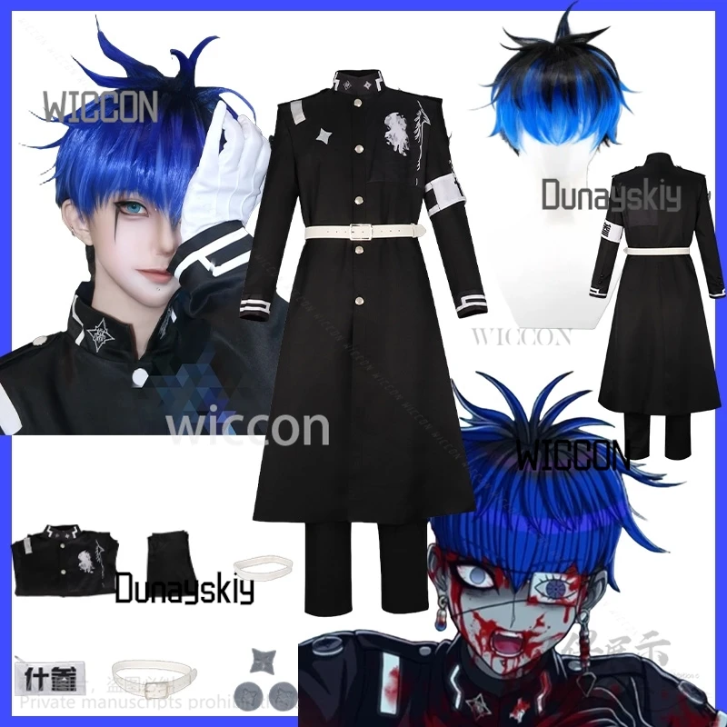 

Omokage Yugamu Cosplay Anime Hundred Game Line Long Black Coat Gothic Costume Punk Jirai Kei Styles DK Uniform Halloween Cos