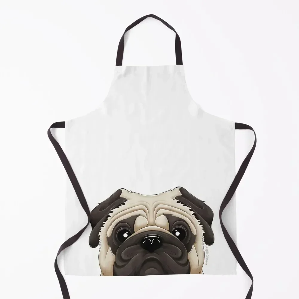 

Peeking Pug Apron Chef Uniform Women For Home Accessories Bib For Kitchen Kitchen Special Accessories Apron