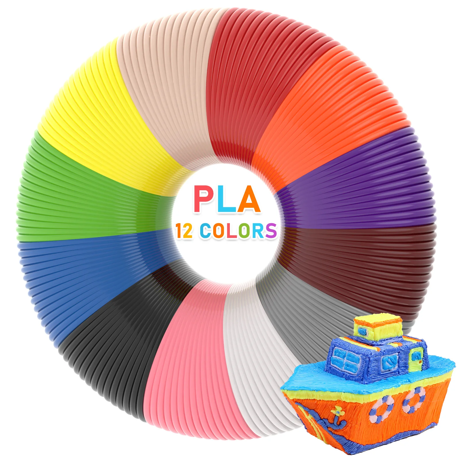 Dikale 3D Pen Filament 1.75mm 12 Color PLA Filament 3D Printing Filament 3D Printer Refills 3M * 12Color