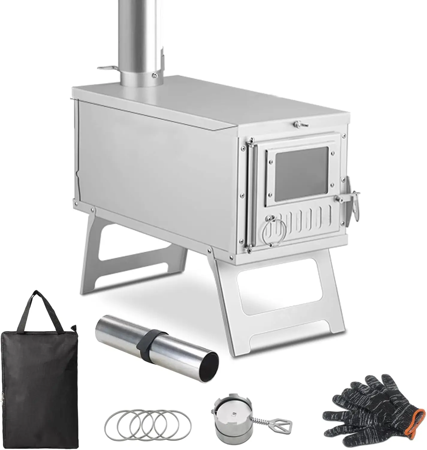 

Ultralight Camping Stove Portable Wood Burning Stove for Tent, Camping, Outdoor Cooking, Hunting, Ice Fishing, 16.6 IN Outdoor W