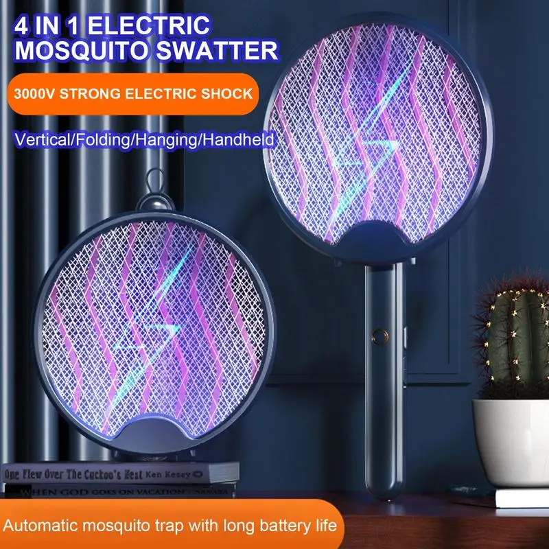 Rechargeable Flycatcher Electric Fly Swatter Racket 2 In 1 Design Electric Fly Insect Bug Zapper Bat Insect Fly Swatter Racket