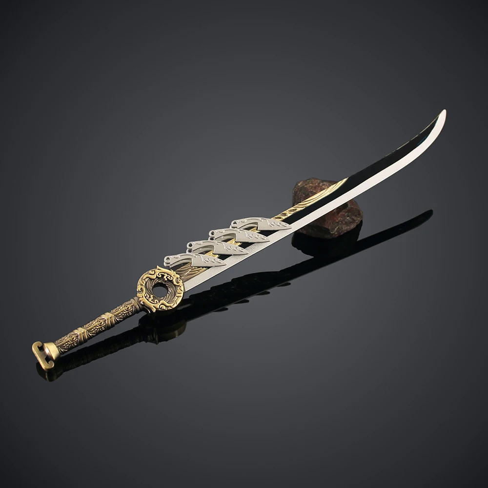Han Li-modelo de espada antigua, cóctel dorado, hoja madre, modelo de Metal periférico, adornos de decoración de escritorio, regalos de cumpleaños, Juguetes