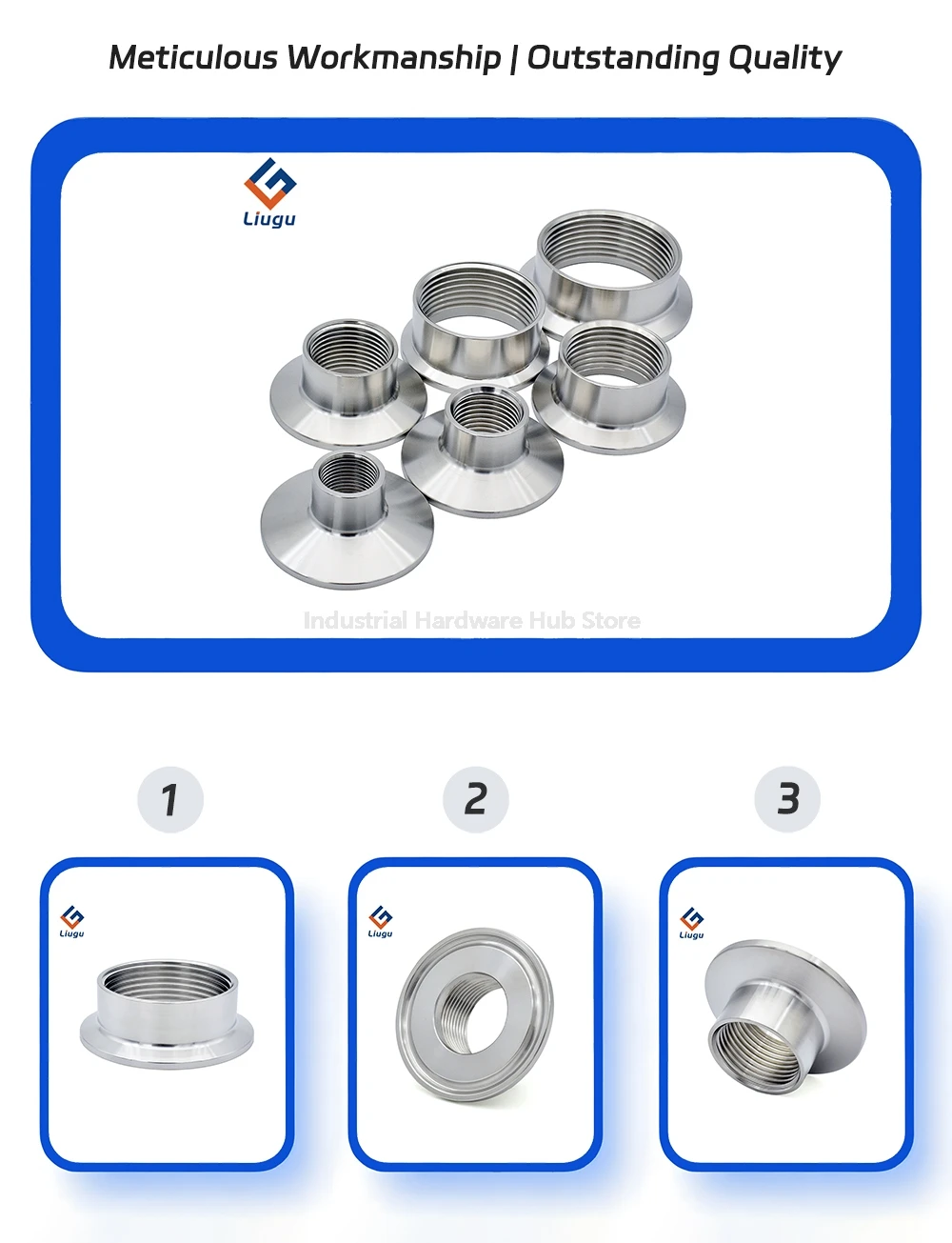 304 Sanitär-Edelstahl in Lebensmittelqualität, kurzer Schnellanschluss, Tri-Clamp BSPT-Innengewinde-Adapter, 1/4 Zoll auf 1 Zoll Rohrverschraubung K50,5 mm – Detail 1