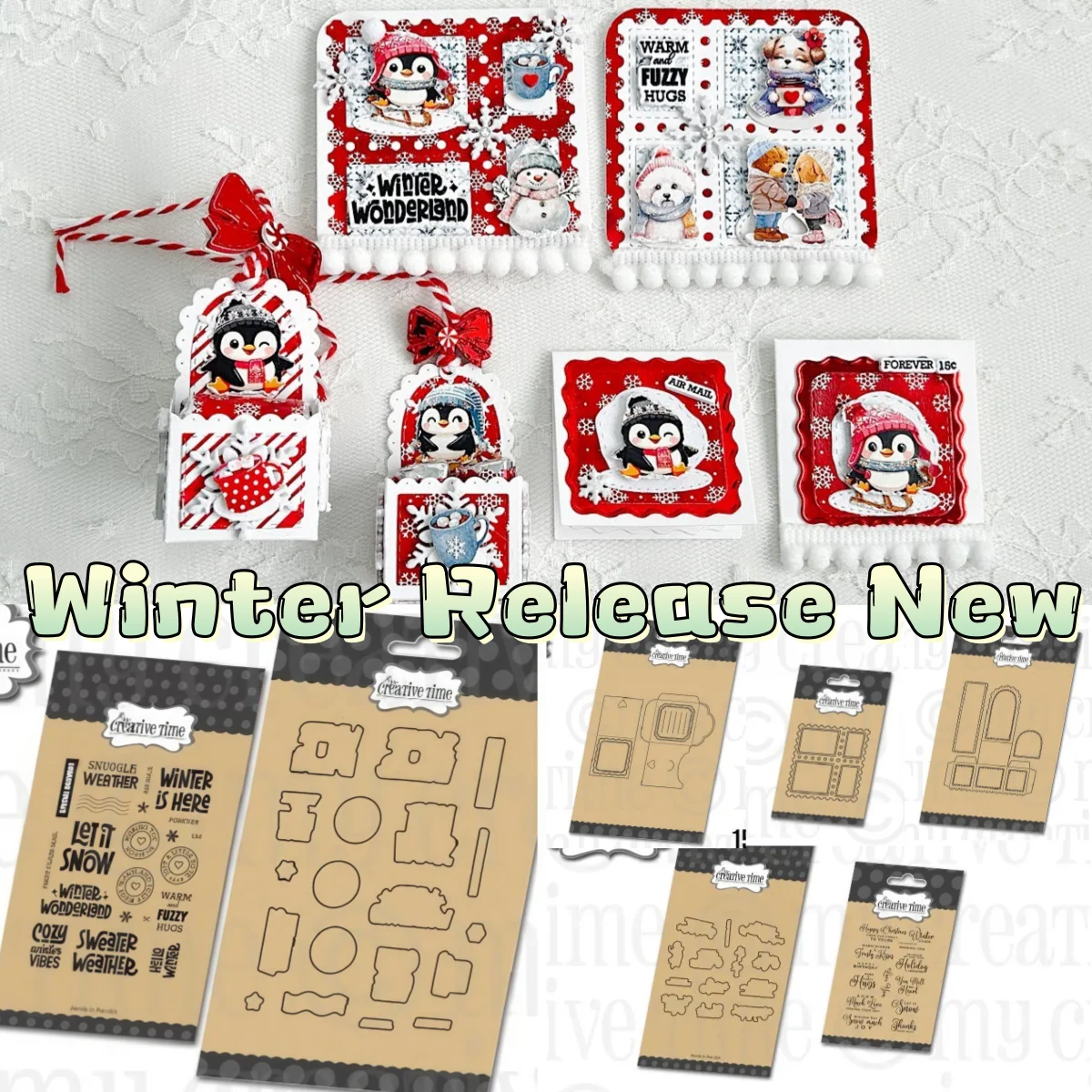 Winter Release New Mini Treat Holder Postage Cover Metal Cutting Dies Clear Stamps for DIY Decorating Scrapbook Paper Card Album