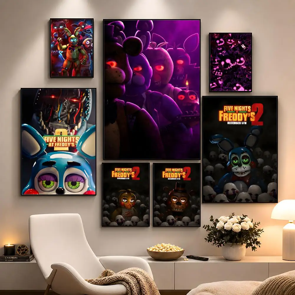 Game Five Nights At Freddys FNAF Horror Poster Peel And Stick Wall Art PP Waterproof HD Bedroom Living Room Home Decor Gift